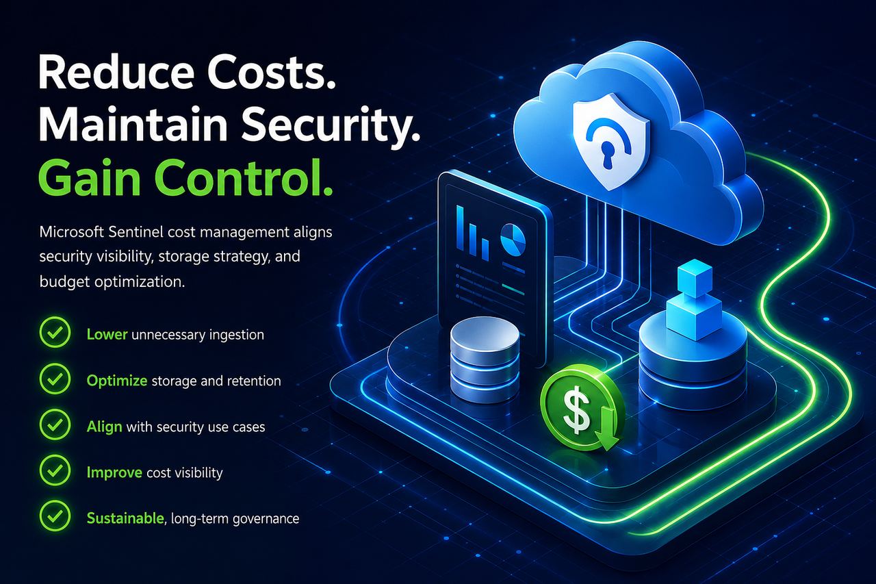 Reduce costs, maintain security, gain control - Microsoft Sentinel cost management illustration